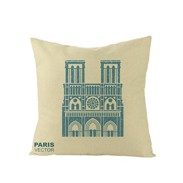 World Famous City Building Tower Paris Printing Pillow Covers For Home Chair Car Decorative Cushion Covers 45*45cm