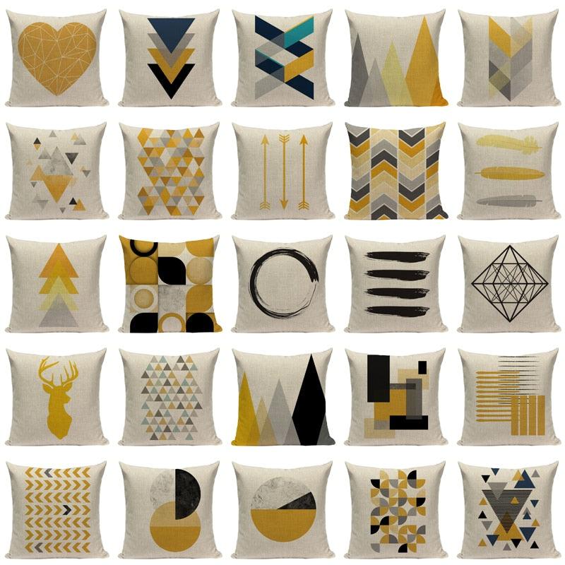 Yellow Pillow Covers Nordic Geometric Cushion Pillow Covers White Pillowcase Geometric Cushion Case Decoration Home Room Pillow Case