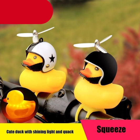 Yellow Small Bike Duck Bicycle Bell Luminous Normal Duck Ducky Bicycle Airscrew Helmet Wind Motor Riding Cycling Lights Horn Rubber Duck Helmet Bike Horn Bell Car Decoration Bicycle Horn