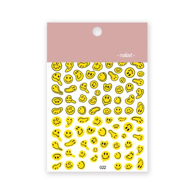 Yellow Smiles Sun Moon Clouds 3D Nail Stickers For Halloween Theme Slider Decals Nail Art Decorations Design  3D Self-Adhesive Nail Decorations Accessories Women Girls Manicure Decorations Nail Art Supplies Water Transfer Decals