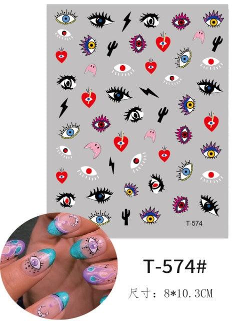 Yellow Smiles Sun Moon Clouds 3D Nail Stickers For Halloween Theme Slider Decals Nail Art Decorations Design  3D Self-Adhesive Nail Decorations Accessories Women Girls Manicure Decorations Nail Art Supplies Water Transfer Decals