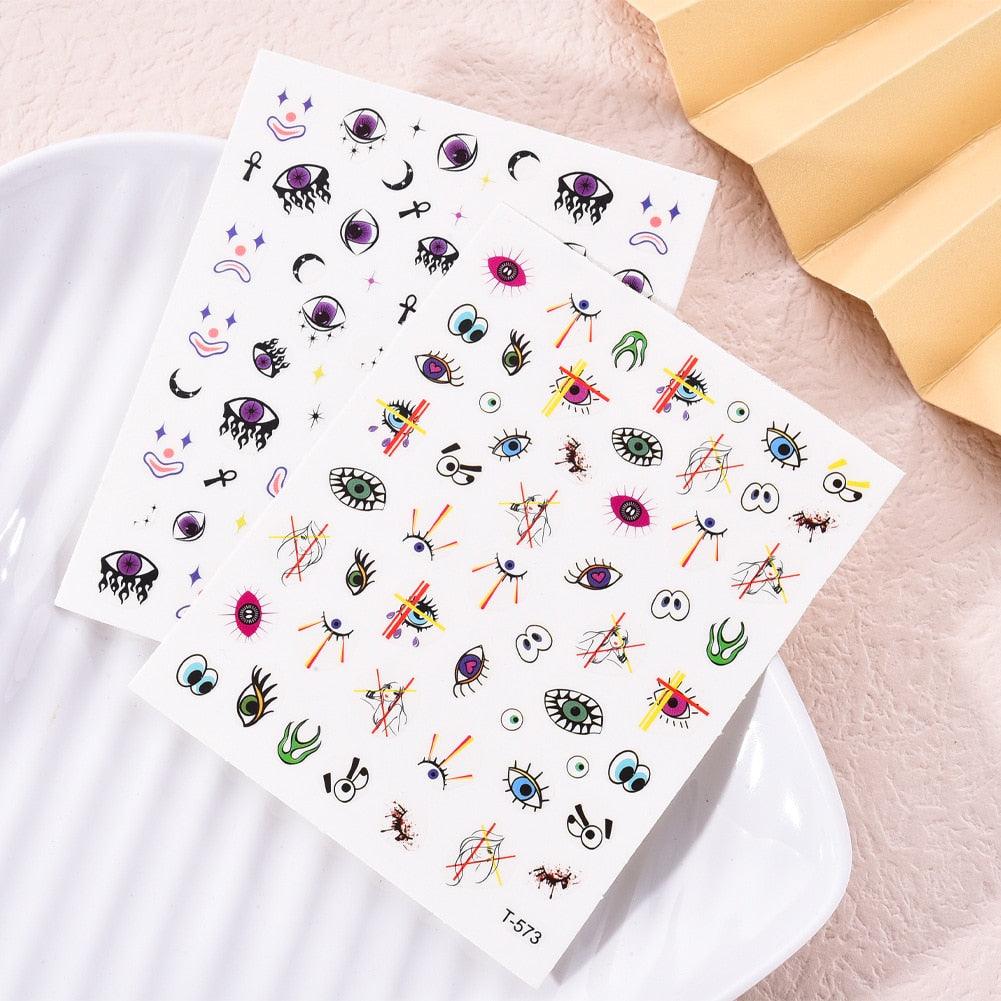 Yellow Smiles Sun Moon Clouds 3D Nail Stickers For Halloween Theme Slider Decals Nail Art Decorations Design  3D Self-Adhesive Nail Decorations Accessories Women Girls Manicure Decorations Nail Art Supplies Water Transfer Decals