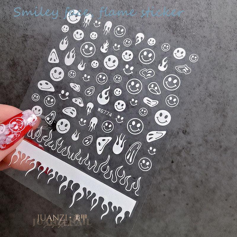 Yellow Smiles Sun Moon Clouds 3D Nail Stickers For Halloween Theme Slider Decals Nail Art Decorations Design  3D Self-Adhesive Nail Decorations Accessories Women Girls Manicure Decorations Nail Art Supplies Water Transfer Decals