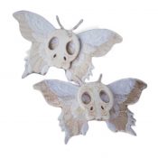 1 Pair Handmade White Moth Skull Hair Clips Halloween Gothic Hair Clips Embroidered Bowknots Hair Clips Hair Pin – PS-BEA11057971-DORIS01834-RP