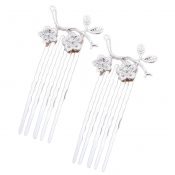 5 Pcs Silver Tone Mini Metal Side Comb Plum Blossom Hanfu Decorative Hairpin Chinese Style Wedding Veil Hair Clip Comb – PS-BEA3784401-DORIS00541-RP