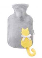 Small Plush Creative Rubber Hot Water Bottle, Gray And Cartoon Cat – GM-HEA3763901-ADAM00967
