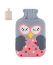Large 2 Liter Classic Rubber Hot Water Bottle With Gray Soft Knit Cover Pink Owl – GM-HEA3763901-ZARA01903